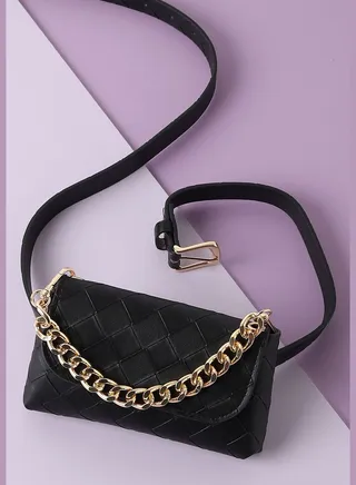 Textured Casual Waist Belt with Zip Lock For Women