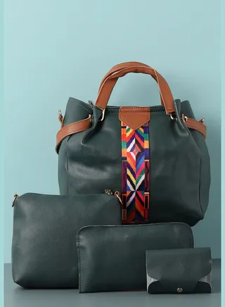 Solid Office Hand Bag Combo Set with Zip Lock For Women