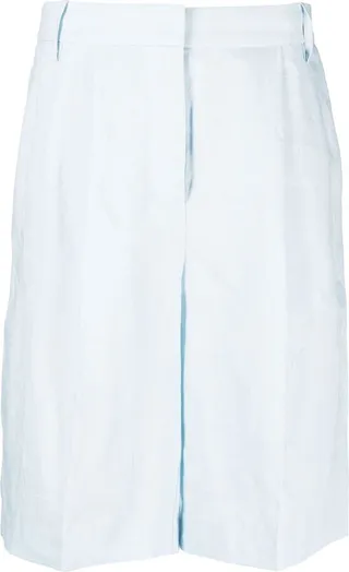 Pleated Linen Bermuda Shorts