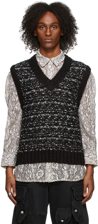 We11done Black Tweed Knit Vest
