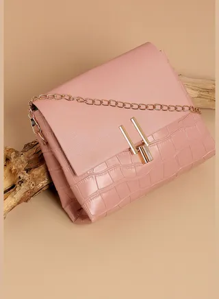 Textured Casual Regular Sling Bag with Push Lock For Women