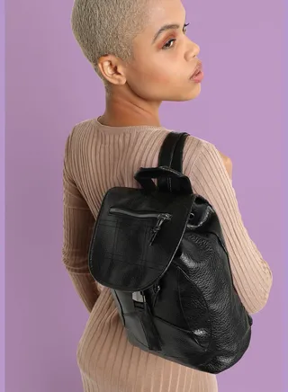 Solid Casual PU Leather Regular Backpack with Push Lock For Women
