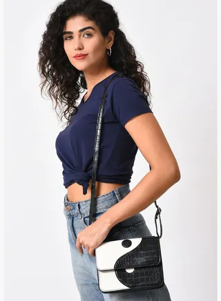 Colour block Sling Bag with Magnet Lock