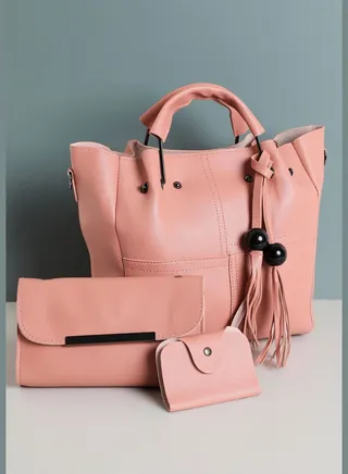 Solid Office Hand Bag Combo Set with Zip Lock For Women
