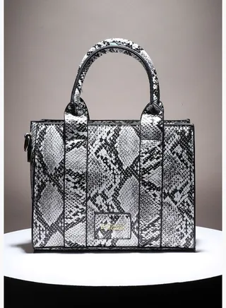 Textured Zip Lock Regular Vegan Leather Hand Bag with Detachable Strap For Women