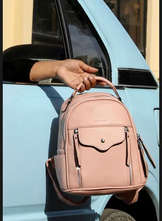 Solid Zip Lock Regular Faux Leather Backpack For Women