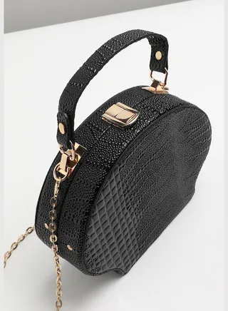 Solid Interlock Regular Faux Leather Hand Bag with Detachable Strap For Women