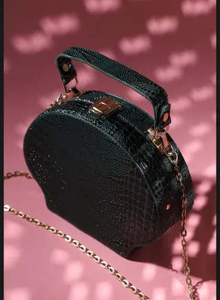 Solid Interlock Regular Faux Leather Hand Bag with Detachable Strap For Women