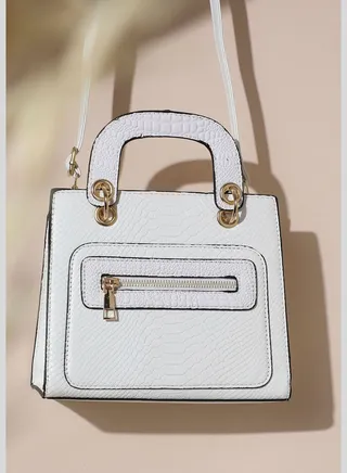 Solid Zip Lock Regular Faux Leather Hand Bag For Women
