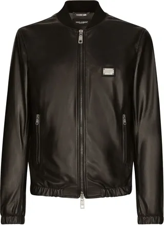 DG Essentials leather bomber jacket