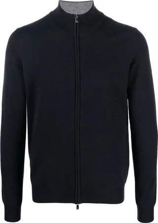 Ribbed-Knit Zip-Up Sweater