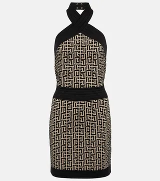 Monogram halter-neck minidress