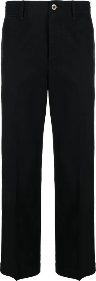 Blue Cropped Straight-Leg Trousers