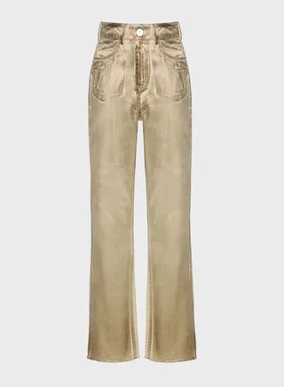 Button Detail High Waist Jeans
