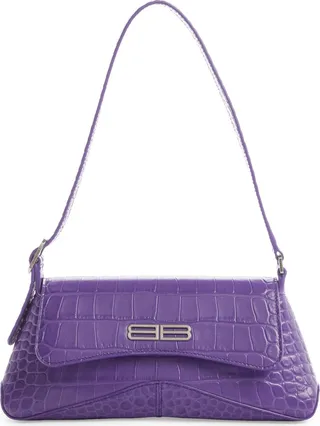 Small XX Street Croc Embossed Leather Shoulder Bag