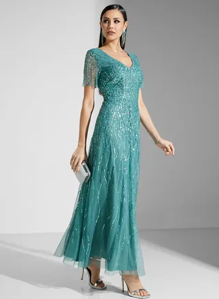 Embellsihed A-Line Dress