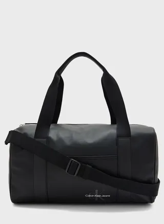 Logo Detailed Top Handle Duffle Bag