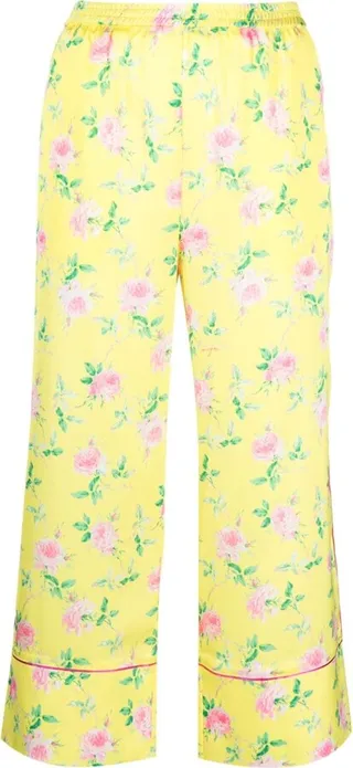 Floral-Print Cropped Trousers