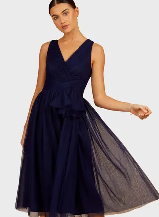 Surplice Neck Tie Detail Dress