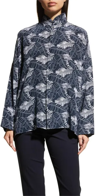 Wide Double Stand Collar Shirt (Mid Plus Length)