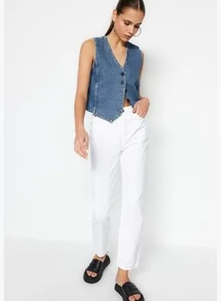 White High Waist Straight Jeans TWOSS23JE00235