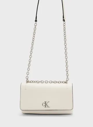 Flap Over Logo Detailed Crossbody