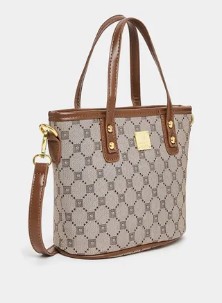 Kyelle Print Detail Metallic Patch Handbag