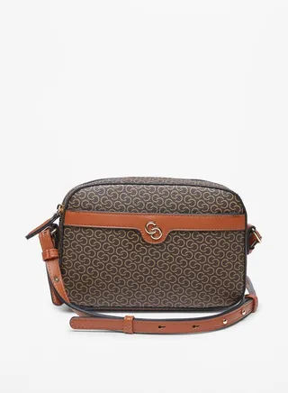 Women's Monogram Print Crossbody with Zip Closure