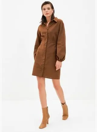 Brown Buttoned Dress TWOAW22EL1351