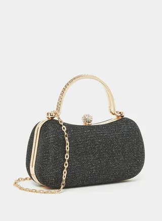 Embellished Rhinestone Detail Handle Handbag