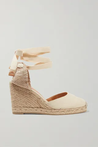 Castañer - + Net Sustain Carina 80 Canvas Wedge Espadrilles - Ivory