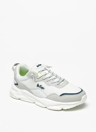 Men's Monotone Sports Shoes with Lace-Up Closure