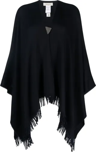 Bead-Embellished Fringed Cape