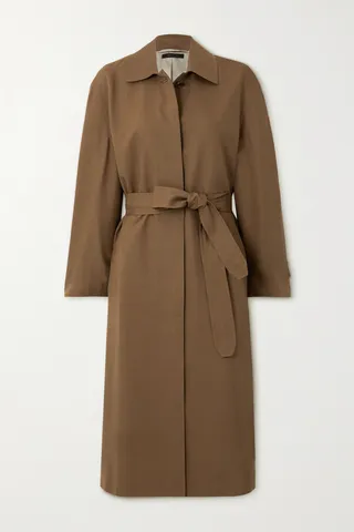Brioni - Belted Silk-canvas Trench Coat - Brown