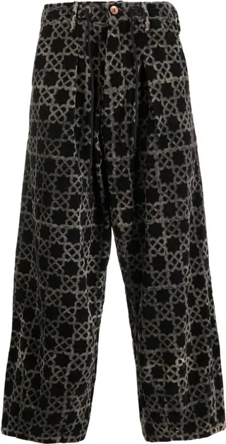 Graphic-Print Straight-Leg Trousers