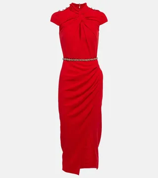 Gathered jersey midi dress