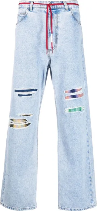 Ripped Light-Wash Jeans