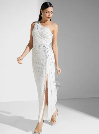 One Shoulder Embellshed Dress