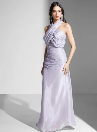 Ruched Halter Neck Dress