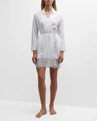 Maggie Shawl-Collar Lace-Trim Robe