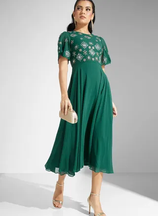 Embellished Mesh Dress