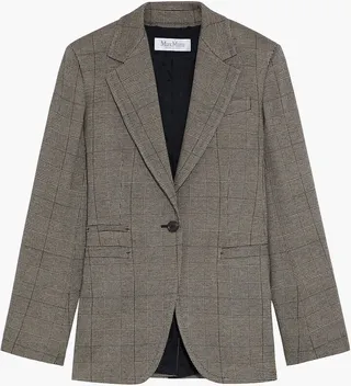 Prince of Wales checked wool-blend blazer