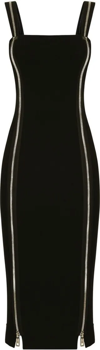 Zip-Detail Sleeveless Midi Dress