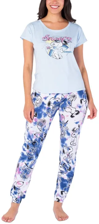 Munki Munki Women's Snoopy Dance Tie-Dyed Pajama Set