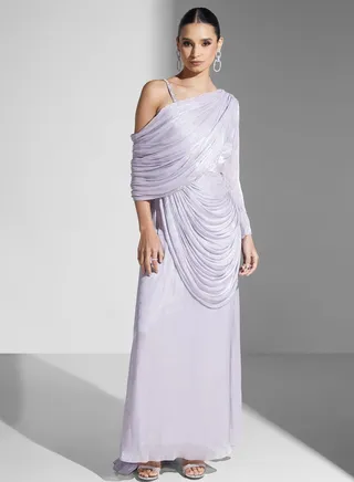 One Shoulder Drapped Detail Dress