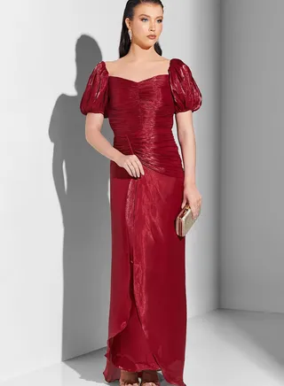 Nour Ruched Dress With Sweetheart Neckline
