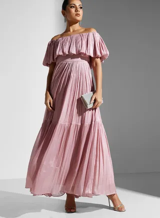 Zena Louay Bardot Tiered Dress