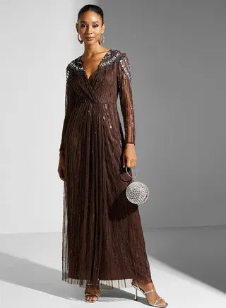 Puff Sleeve Embellished  Dress