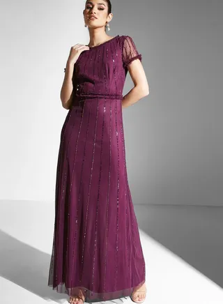 Embellished Dress With Cascading Sequins