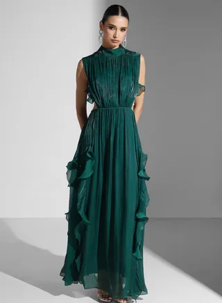 Backless Embellished Dress With Ruffles
